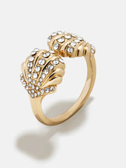 Halle Seashell Ring - Gold/Pavé