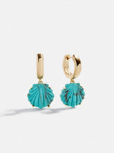 Genevieve Seashell Earrings - Gold/Turquoise