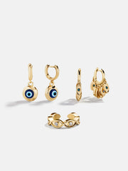Evil Eye Earring Set - Gold/Blue