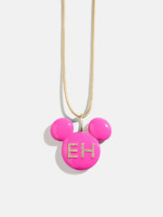 Disney Mickey Mouse Enamel Custom Initial Necklace - Pink