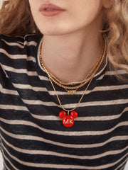 Disney Mickey Mouse Enamel Custom Initial Necklace - Red