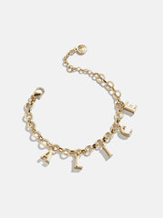 Spaced Letter Custom Charm Bracelet - Gold