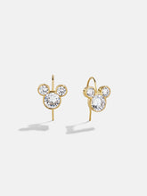Disney Mickey Mouse 18K Gold Plated Sterling Silver Micro Drop Earrings - Gold/Pavé