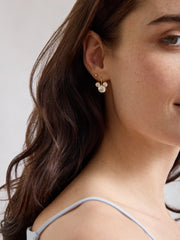 Disney Mickey Mouse 18K Gold Plated Sterling Silver Micro Drop Earrings - Gold/Pavé