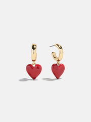Game Day Heart Drop Earrings - Dark Red