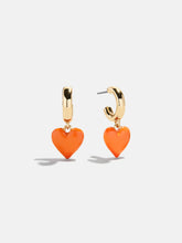 Game Day Heart Drop Earrings - Orange
