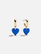 Game Day Heart Drop Earrings - Blue