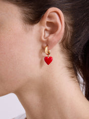 Game Day Heart Drop Earrings - Red