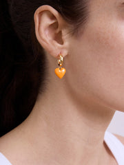 Game Day Heart Drop Earrings - Light Orange