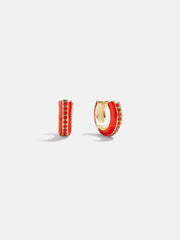 Game Day Enamel Huggie Earrings - Red