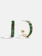 Game Day Baguette Hoop Earrings - Green