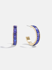 Game Day Baguette Hoop Earrings - Blue