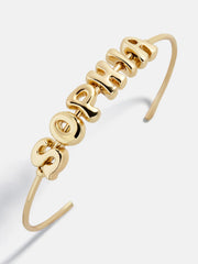 Bubble Letter Custom Cuff Bracelet - Gold