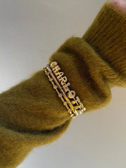 Bubble Letter Custom Cuff Bracelet - Gold