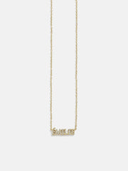 18K Gold Birthstone Custom Nameplate Necklace - Crystal