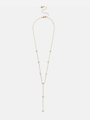 Yasmine Gold Lariat Necklace - Gold/Pavé