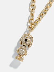 Peanuts Snoopy Pendant Necklace - Gold/Pavé