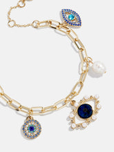 Evil Eye Charm Bracelet - Gold/Blue