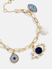 Evil Eye Charm Bracelet - Gold/Blue