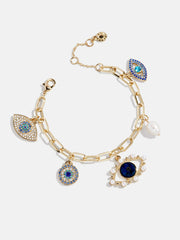 Evil Eye Charm Bracelet - Gold/Blue