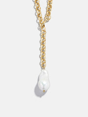 Teagan Pearl Lariat Necklace - Gold/Pearl