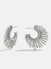 Jordan Sunburst Hoop Earrings - Silver/Pavé