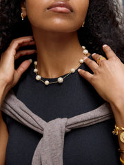 Blair Pearl Necklace - Gold/Pavé