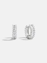 Maria Sterling Silver Hoop Earrings - Silver/Pavé