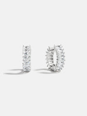Maria Sterling Silver Hoop Earrings - Silver/Pavé