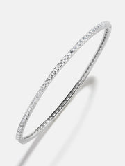 Tracy 18K Sterling Silver Hinge Bangle - Silver/Pavé