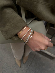 Tracy 18K Sterling Silver Hinge Bangle - Silver/Pavé