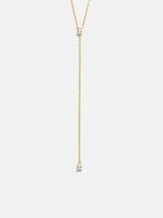 Teardrop 18K Gold Lariat Necklace - Gold/Pavé