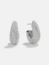 Sloane Crystal Hoop Earrings - Silver/Pavé