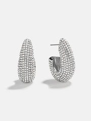 Sloane Crystal Hoop Earrings - Silver/Pavé