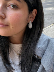 Sloane Crystal Hoop Earrings - Silver/Pavé