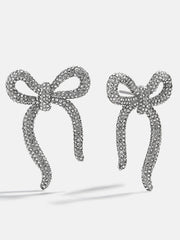 Suki Bow Earrings - Silver/Pavé