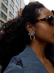 Suki Bow Earrings - Silver/Pavé