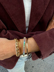 Helena Crystal Hinge Bangle - Gold/Multi