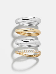 Gina 18K Gold Ring Set - Gold/Silver
