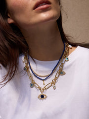 Ojo Evil Eye Charm Necklace - Gold/Blue