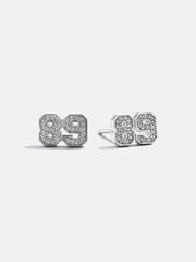 Varsity Number Custom Stud Earrings - Silver Double Digit
