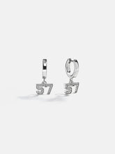 Varsity Number Custom Huggie Earrings - Silver Double Digit