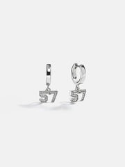 Varsity Number Custom Huggie Earrings - Silver Double Digit