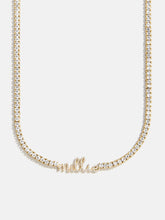 Billie 18K Gold Tennis Custom Nameplate Necklace - Mini Script