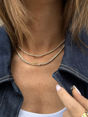 Billie 18K Gold Tennis Custom Nameplate Necklace - Mini Script