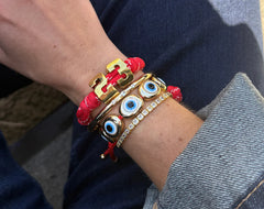 Knotty Varsity Number Custom Bracelet - Cherry Red Double Digit