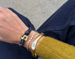 Knotty Varsity Number Custom Bracelet - Navy Double Digit