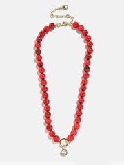 Janette Beaded Ring Necklace - Carnelian