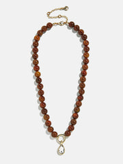 Janette Beaded Ring Necklace - Tiger's Eye