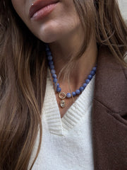 Janette Beaded Ring Necklace - Sodalite